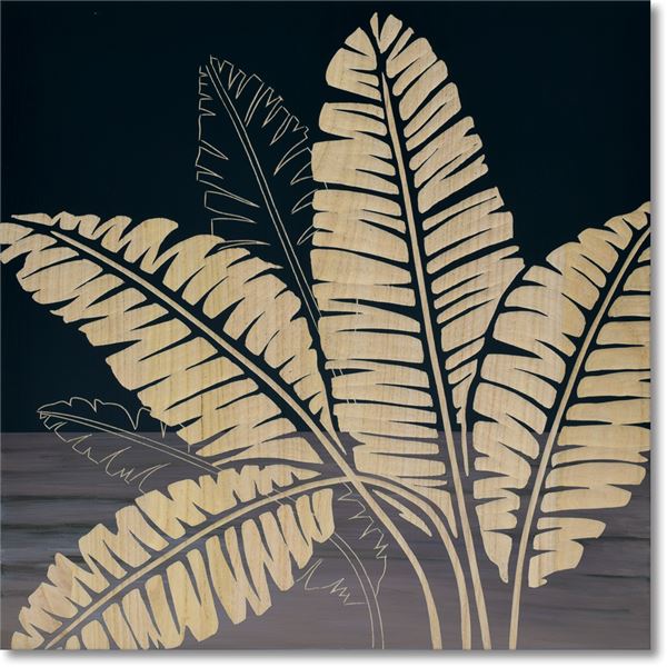 ユーパワー ウッドスカルプチャーアート 60x60cm 「バナナリーフ」BK+NP 14,815円