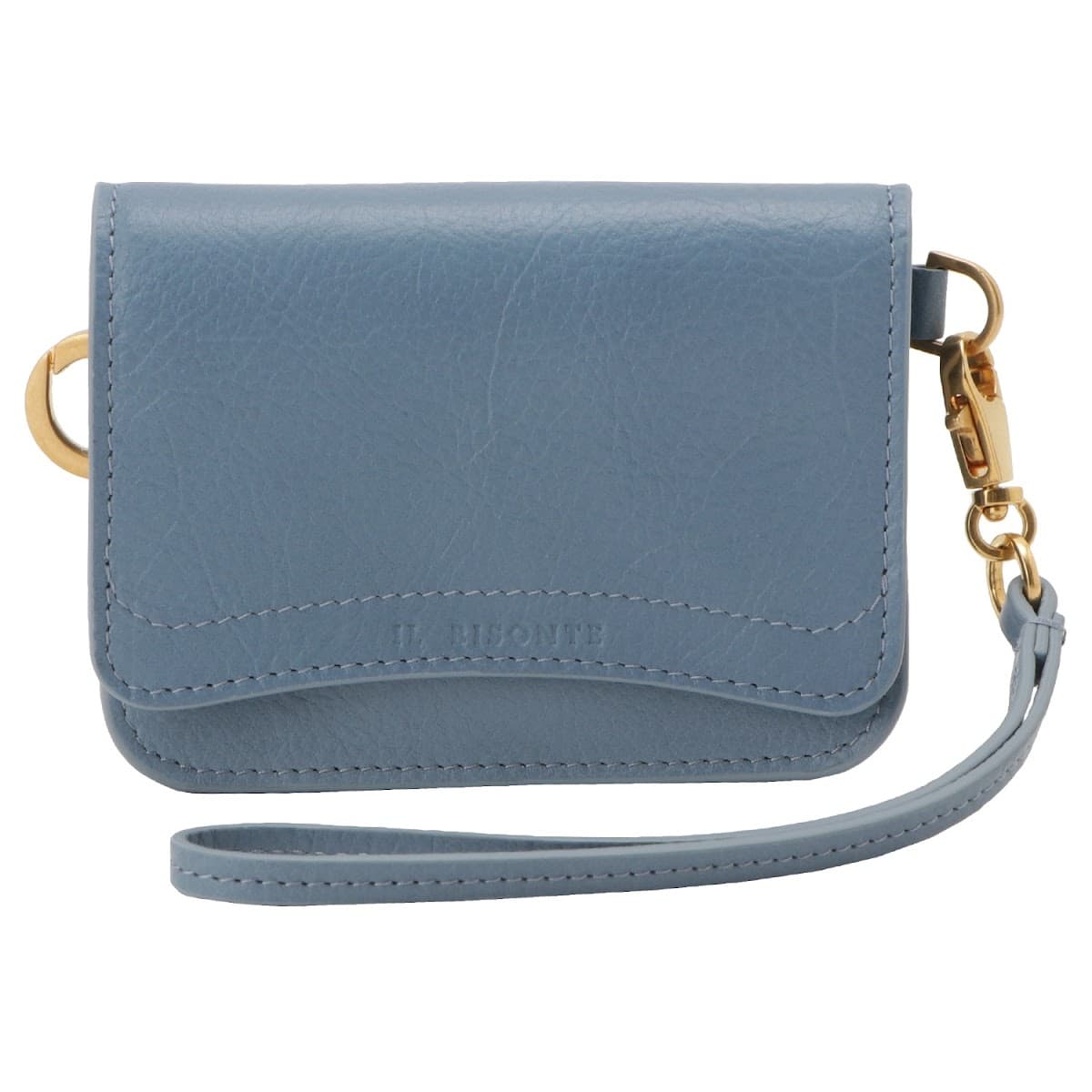 イルビゾンテ 財布 IL BISONTE レディース ユニセックス キーリングストラップ付 コインケース カードケース ミニ財布 ブルー系 ウォレット MEDITERRANEA small wall