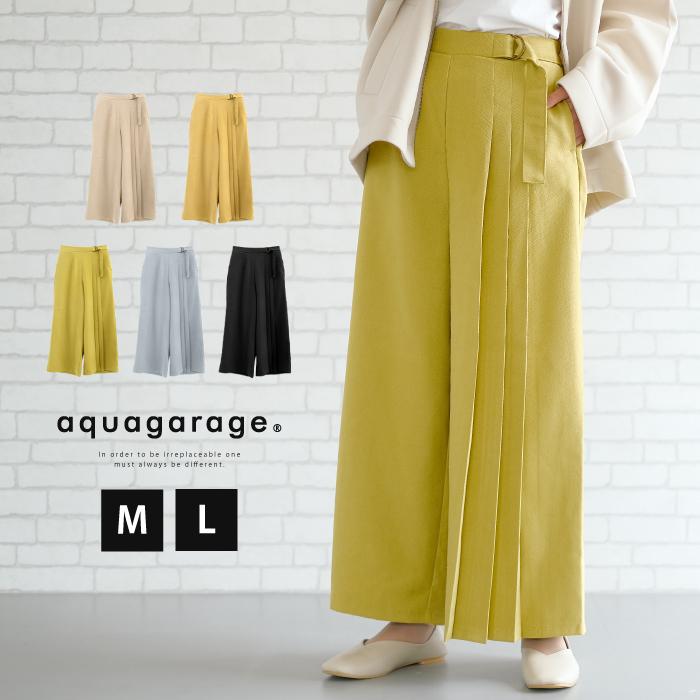 【迅速出荷】販売最低価 ! サイドプリーツパンツ レディース 秋 冬 M L ワイドパンツ シンプル ベーシック 美脚 脚長効果 無地 体型カバー 大きいサイズ アシメパンツ