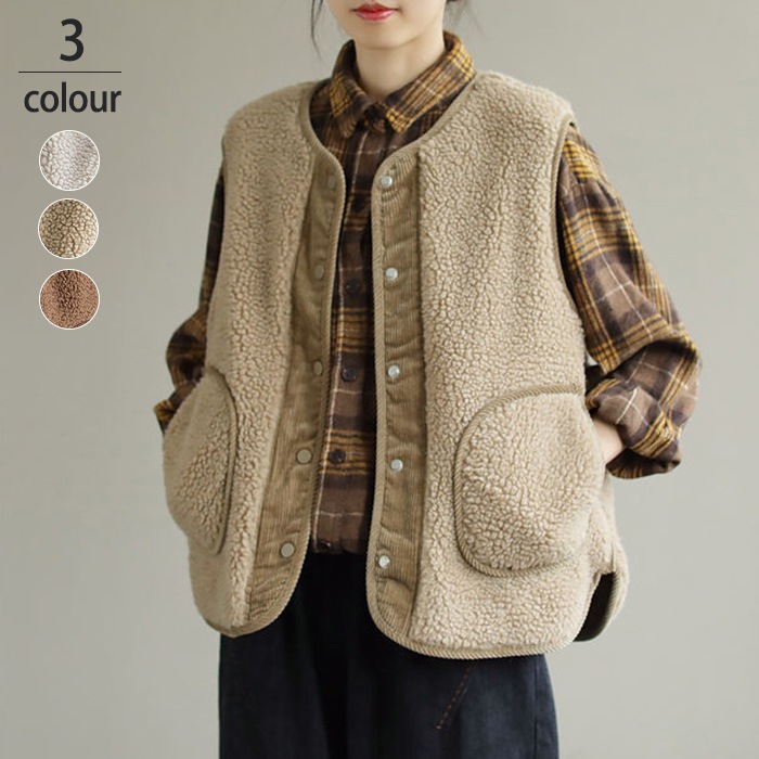 激安レディースベストボアアウターボアベストベストコートベスト秋冬ベスト秋ベストボアジャケット