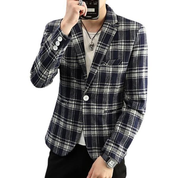 チェック柄 テーラードジャケット ビジネスジャケット メンズ ブレザー サマージャケット スリムフィット カジュアルスーツ 春夏 秋 軽量