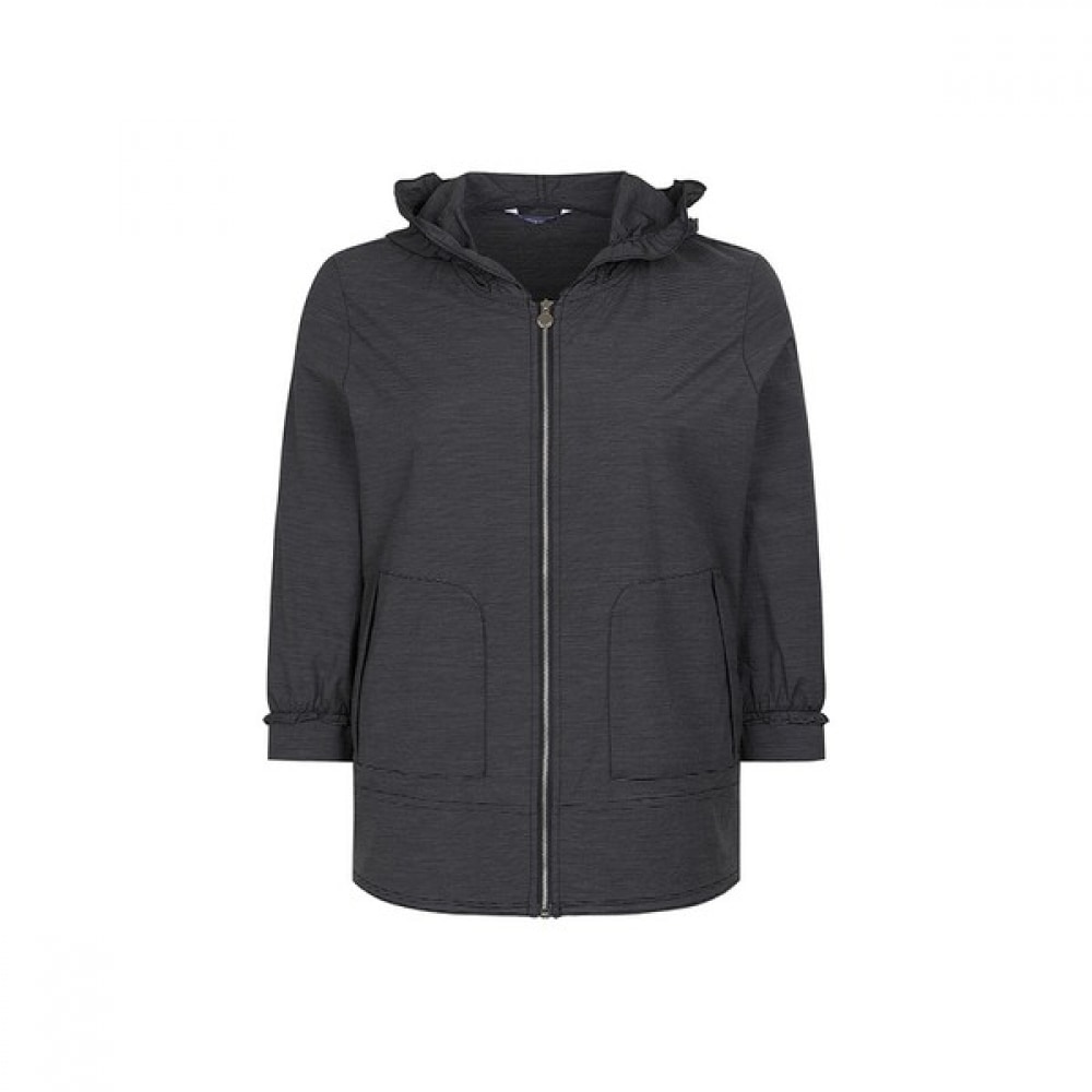 [オリビアハスラー] ブラックサマーフード付きシャーリングウインドブレーカーOHCMJP201