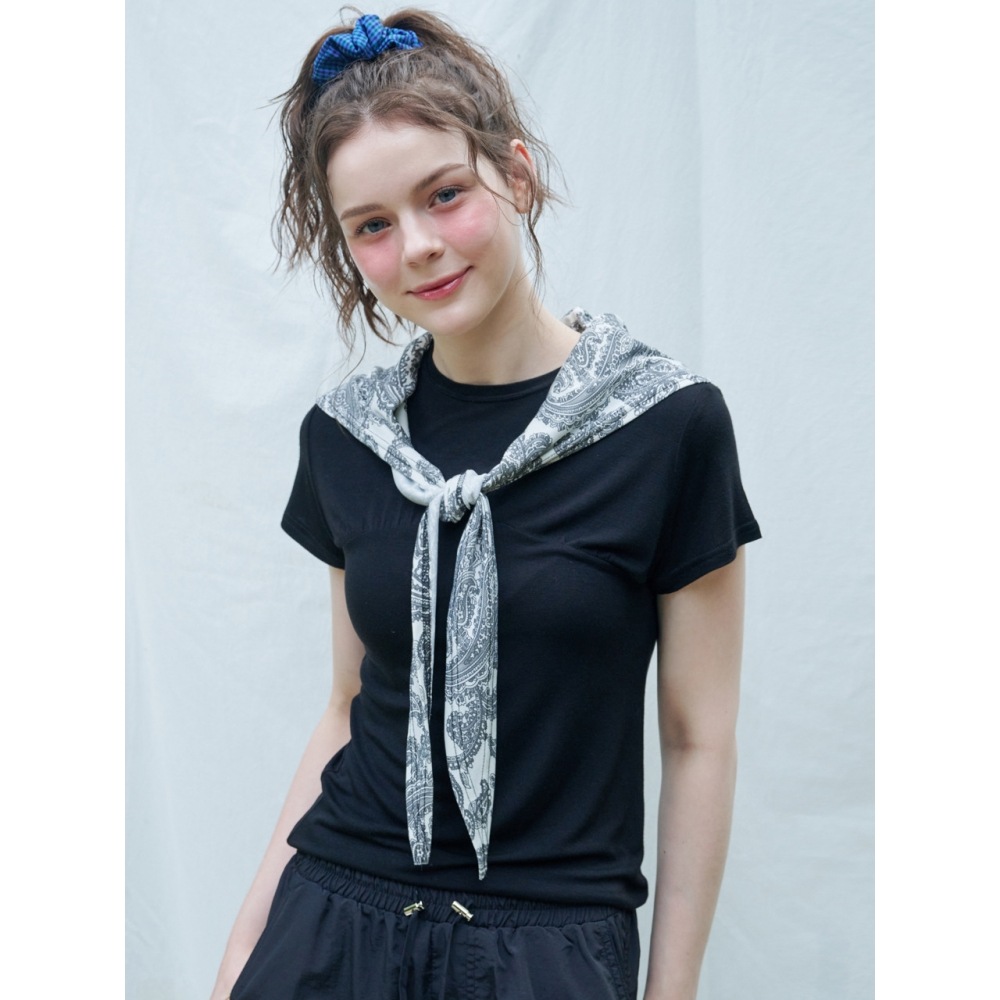 【shorさま専用】【新品・未使用】ハーフスリーブトップ 0624【ブラック】 センタースリットシアーハーフスリーブトップス（Tシャツ