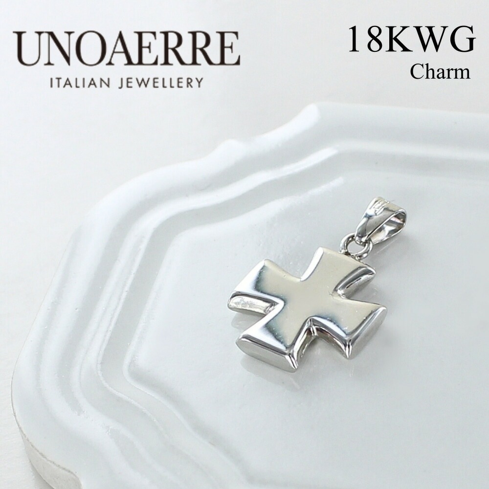 ウノアエレ 18金 ホワイトゴールド クロス ネックレストップ ネックレスチャーム レディース K18WG 18K ホワイト ゴールド イタリア製 高級感 大人 ペンダントトップ ペンダントヘッド プ