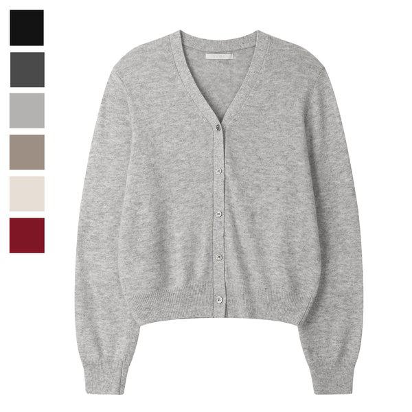 女性ラクーンVネック長袖カーディガンSGW-CA-Q088-白メランジ