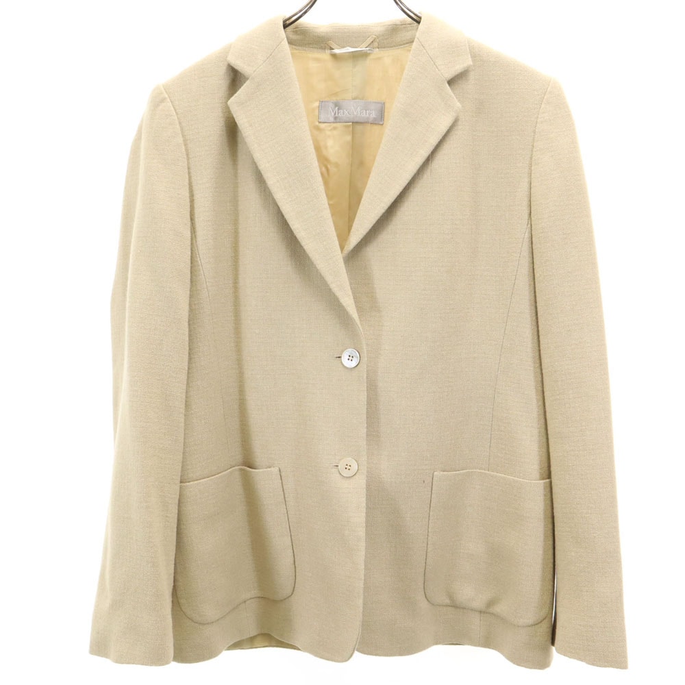 イタリア製 シルクブレンド テーラードジャケット 44 ベージュ ブレザー レディース