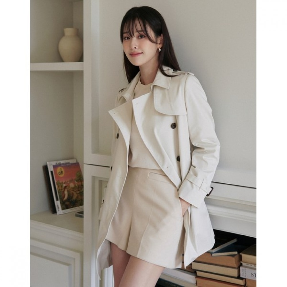 (ヘッジスレディース) 24SS アイボリーハーフトレンチコート HSCO4BC22IV