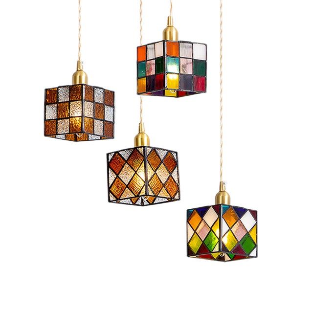 ペンダントライト インテリア照明 吊下げ灯 ステンドグラス 洋室 ガラス お洒落 おしゃれ シンプル カフェ風 レストラン ダイニング 電気照明 ダクトレール 引掛シーリング用 工事不要 簡単設置 ア