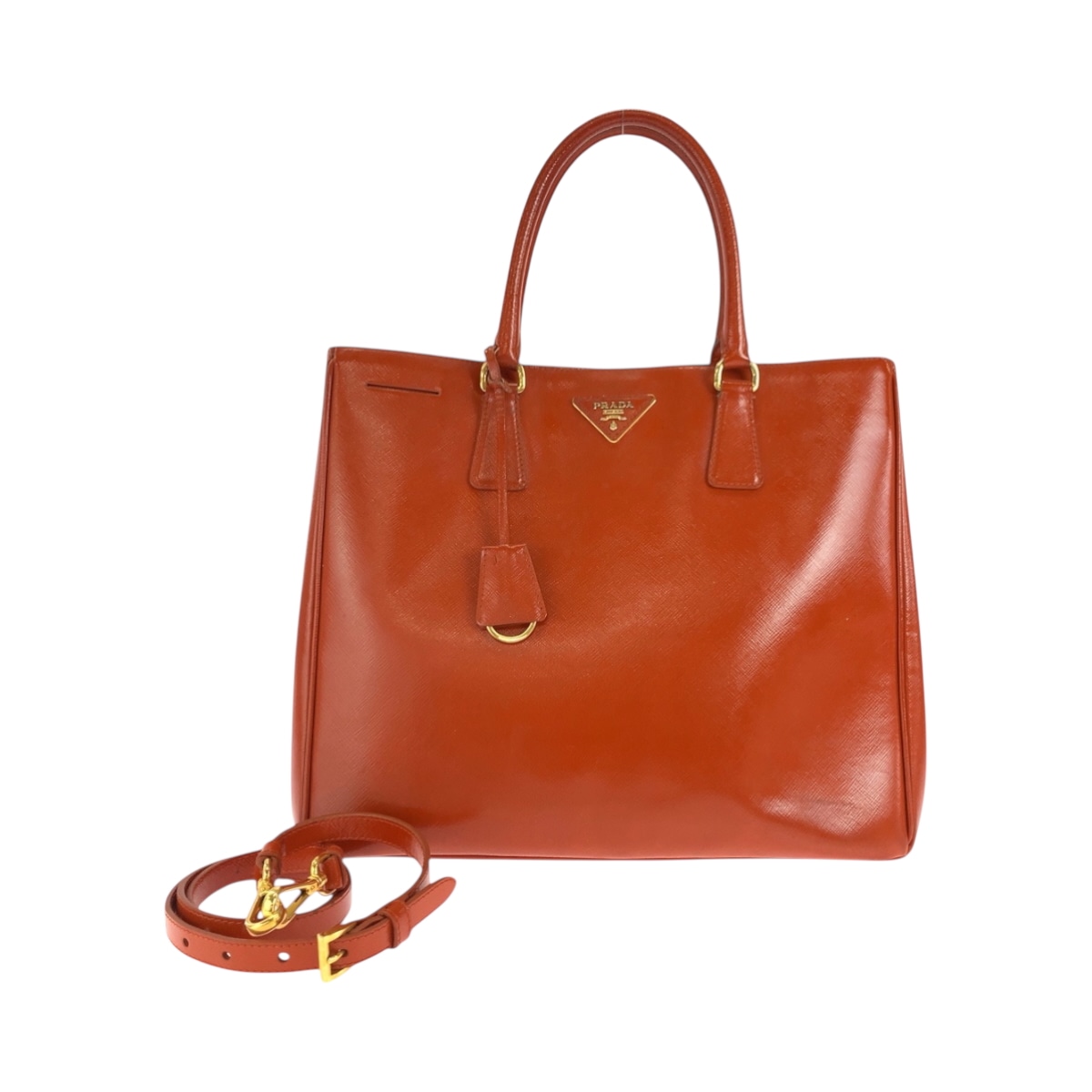 サフィアーノ ガレリア オレンジ ゴールド金具 パテントレザー ショルダーバッグ ハンドバッグ 2way レディース 503349