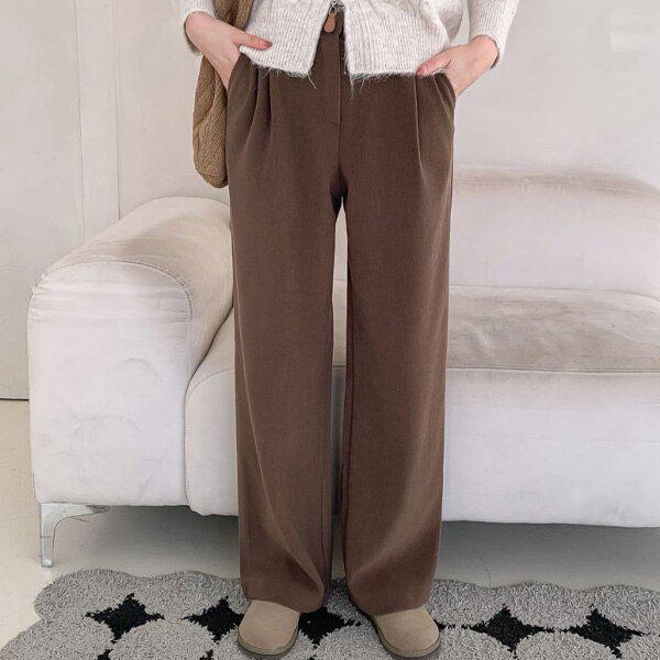 （MIZ）ゴールデンしわコーデュロイ裏起毛ワイドスラックス冬