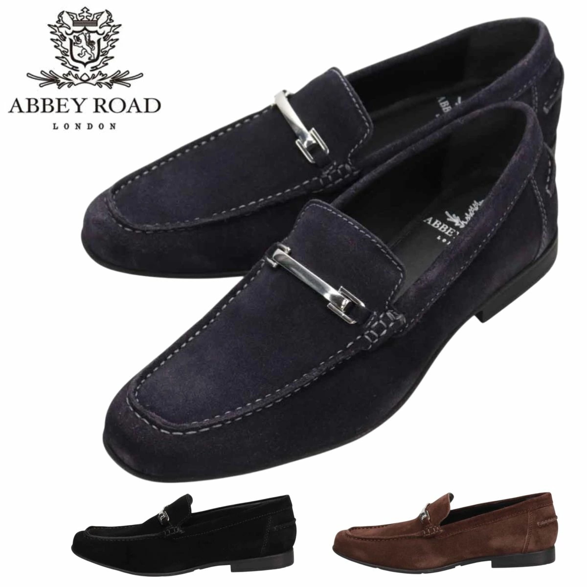 アビーロード ABBEY ROAD メンズ レザー ビット スリッポン カジュアル シューズ AB8303 モカシン ベロア 靴 マドラス madras