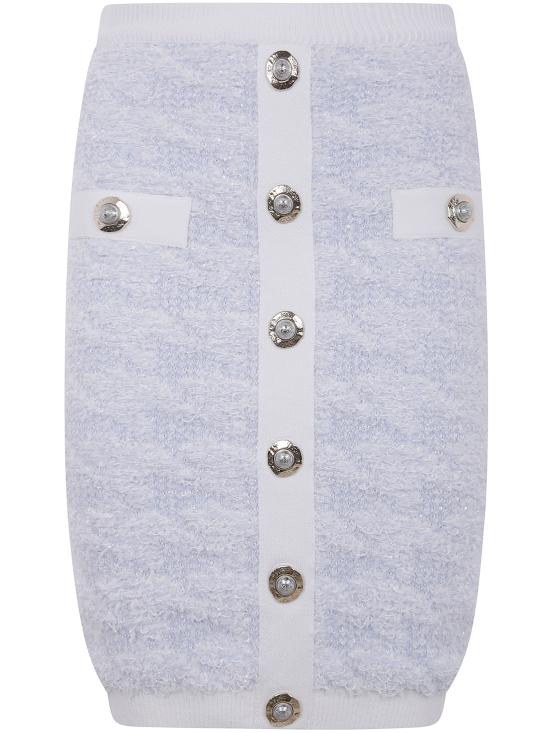 BALMAIN Women Mini Skirts FF1LC016KI72 SOM BLUE WHITE