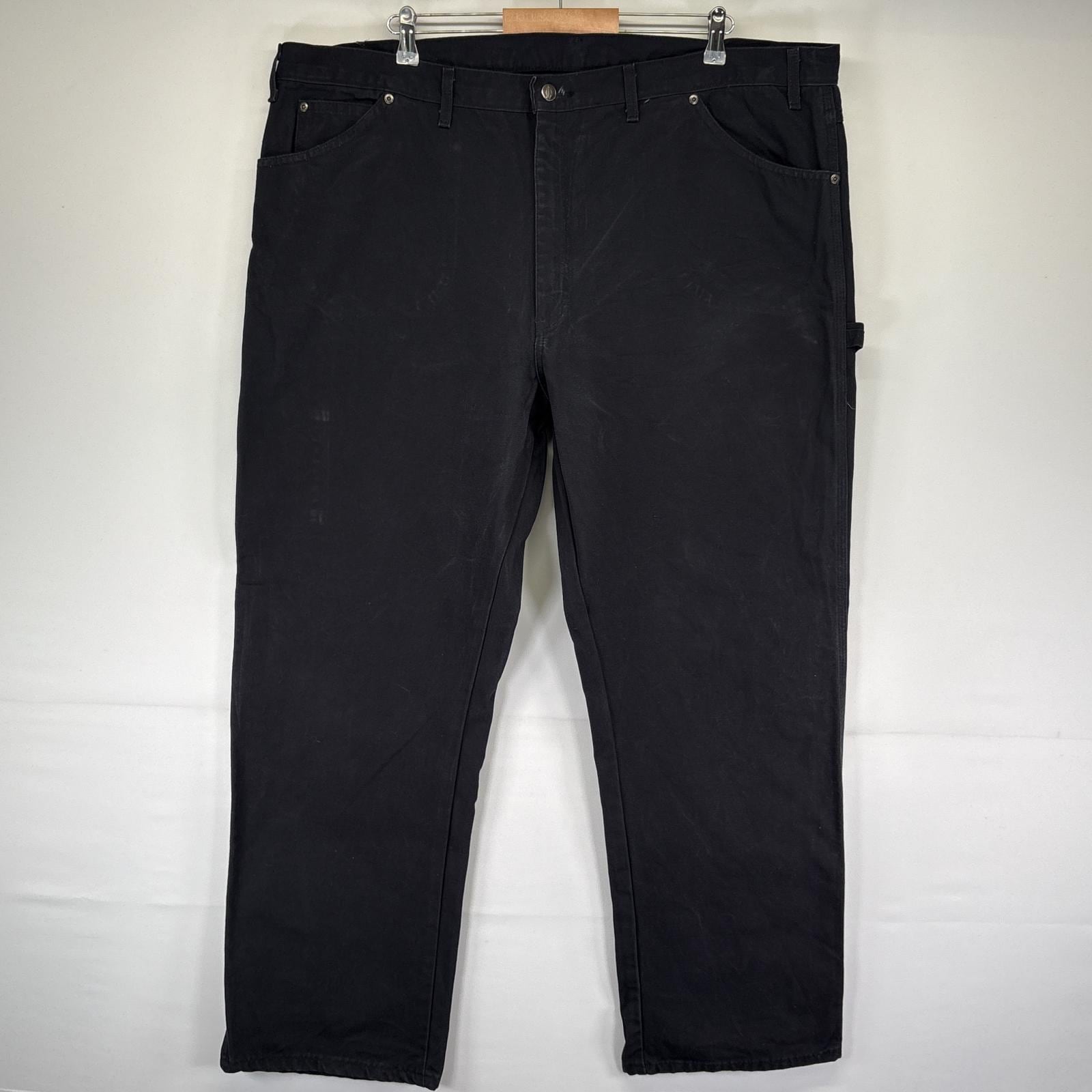 古着 ワークパンツ ダック ペインター ワーク 大きいサイズ ワンポイントロゴ w44 L32 ブラック メンズ