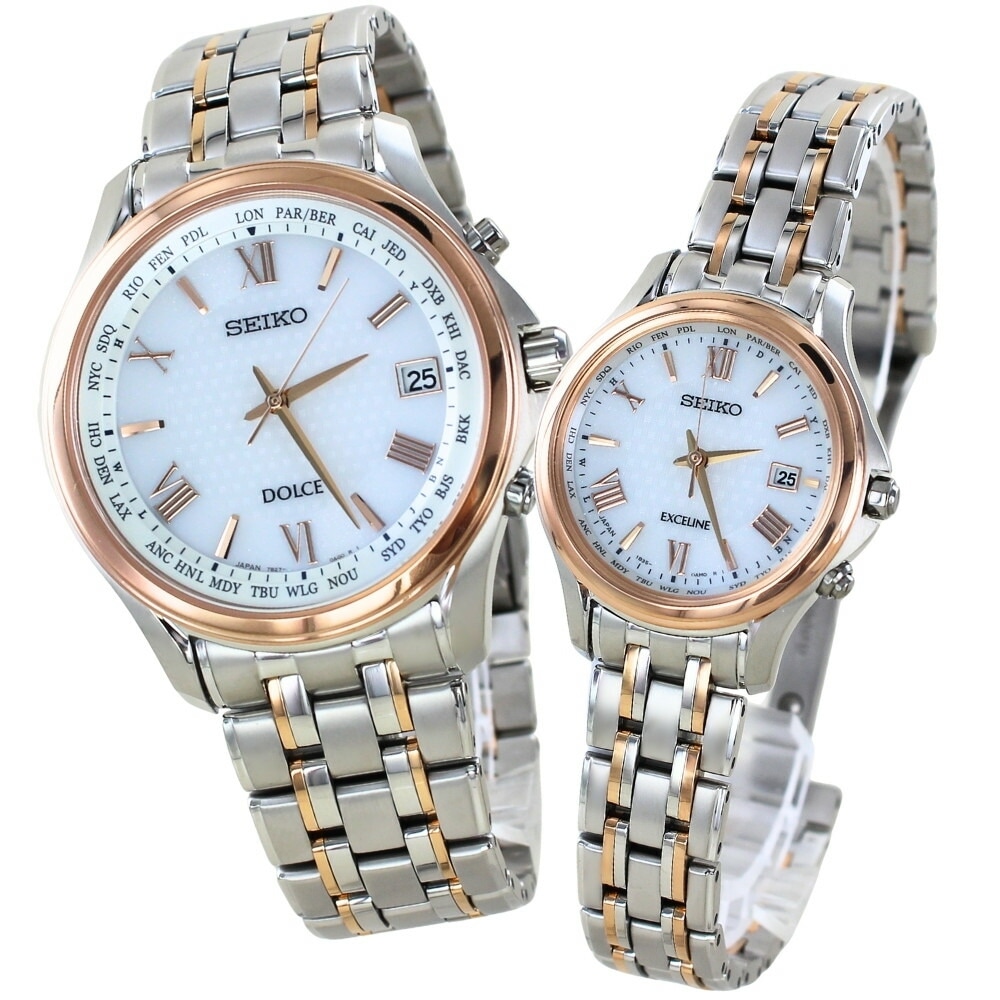 正規品 SEIKO セイコー ペアウォッチ 結婚記念日 電波ソーラー ドルチェ エクセリーヌ チタン 日本製 防水 メンズ レディース 腕時計 ペア時計 結婚式 銀婚式 金婚式 プレゼント SADZ2