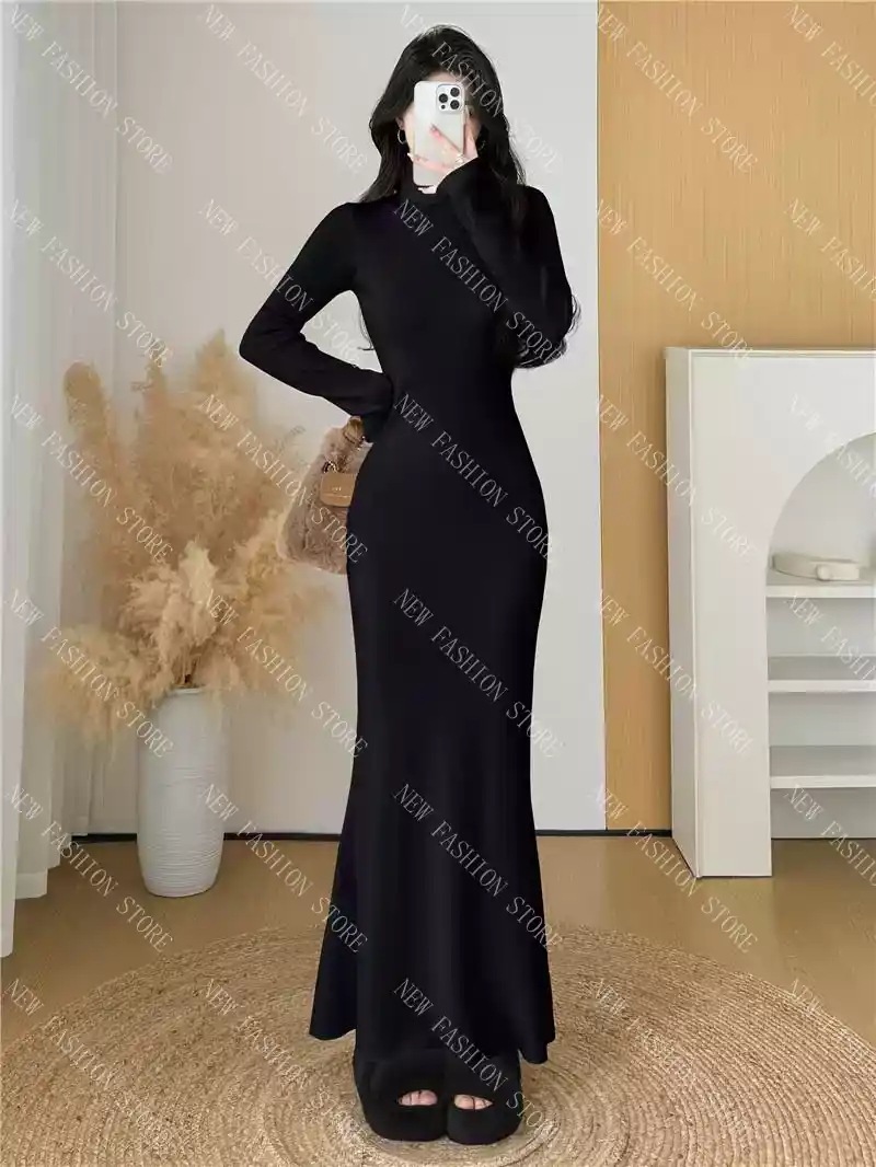 ロングニットワンピースレディース秋冬-54