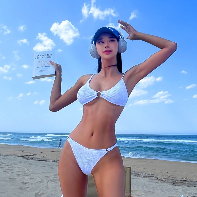 【1つ買うと10つ無料】2025セクシーなビキニスウェットクール水泳スーツスプリットスプリットスプリットスモールチェストホットスプリング