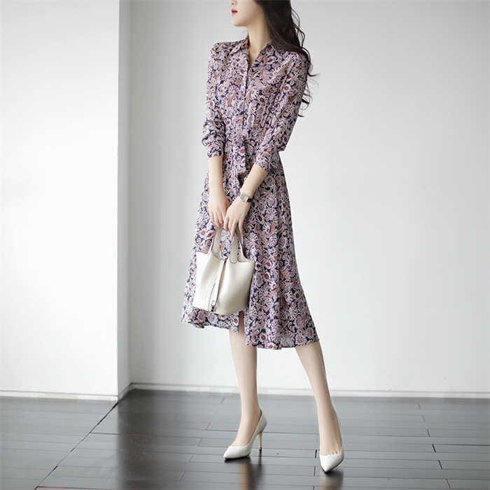 ワンピース ワンピース レディース ロング丈 シャツワンピ 花柄ワンピース ワンピ 大きいサイズ 長袖 花柄 春 夏 秋 おしゃれ 着痩せ ゆったり 体型カバー 20代 30代 40代 50代 可愛い