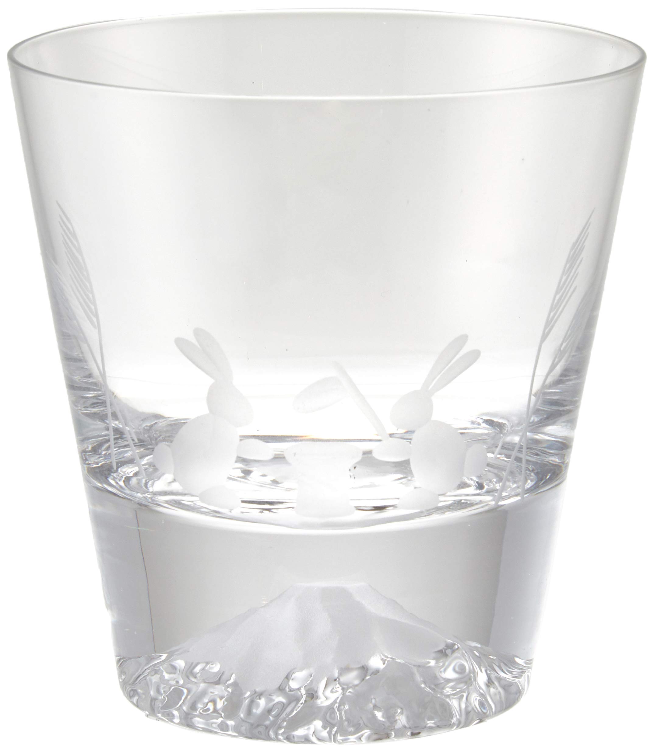 田島硝子 江戸硝子 富士山 ロックグラス 木箱入 (月とうさぎ)