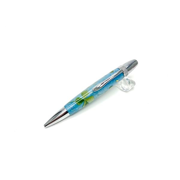花柄 ボールペン/文房具 (四葉クローバー 水色) パーカータイプ 芯：0.7mm 日本製 文具 オフィス用品 『Frower Pen』