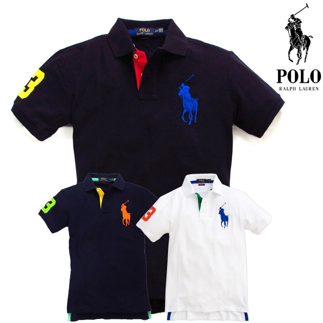 本物保証 ラルフ メンズコットン鹿の子編みビッグポニー ししゅうポロシャツカスタムフィット 3カラー