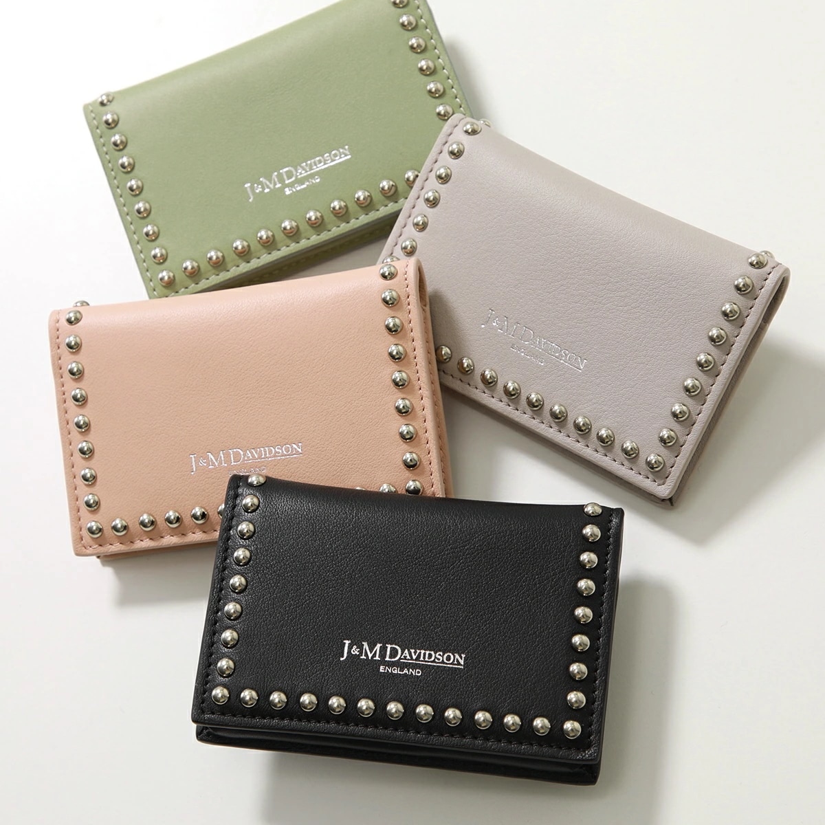 J&M DAVIDSON ジェイアンドエム デヴィッドソン カードケース PLAIN BUSINESS CARD CASE WITH STUDS SBCC-1XX レディース 名刺入れ カラー8色