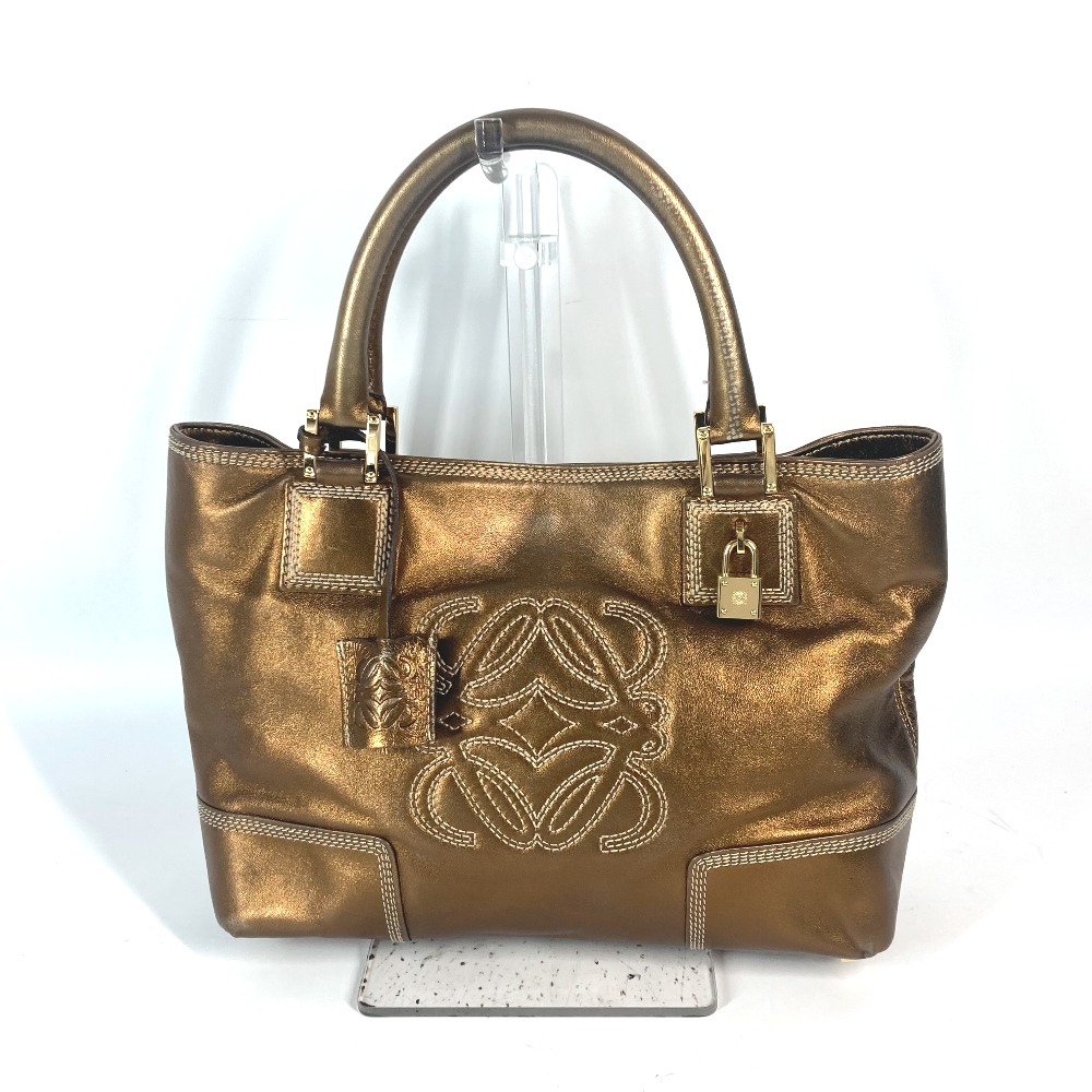 ショルダーバッグ ロゴ アナグラム カバン トートバッグ 肩掛け ハンドバッグ レザー メタリックブラウン 17,094円