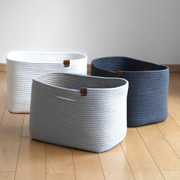 収納 バスケット スクエアボックス 幅38奥行25高さ25cm MOC ロープバスケット