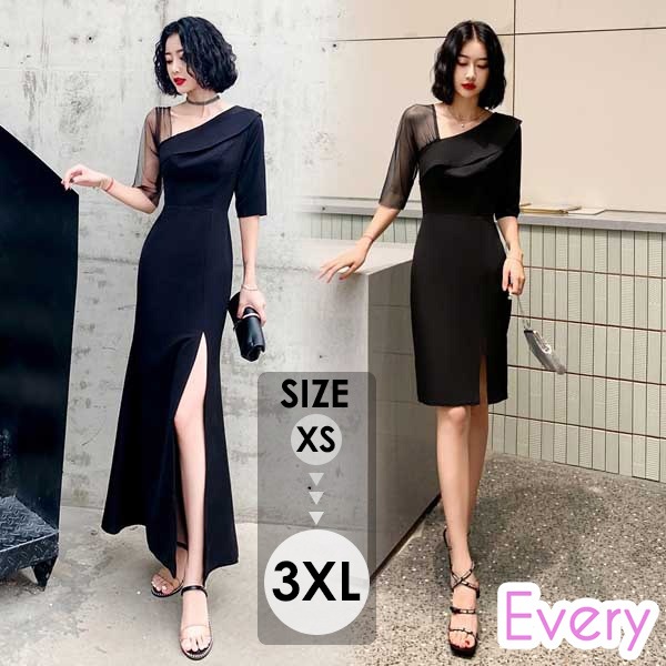 ドレス 大人 ピアノ 発表会 膝丈/ロング丈 ロングドレス 母親 結婚式 演奏会 ピアノ発表会 パーティードレス 結婚式 アシンメトリードレス二次会 袖あり 肩出し 透明感 大人 フォーマル