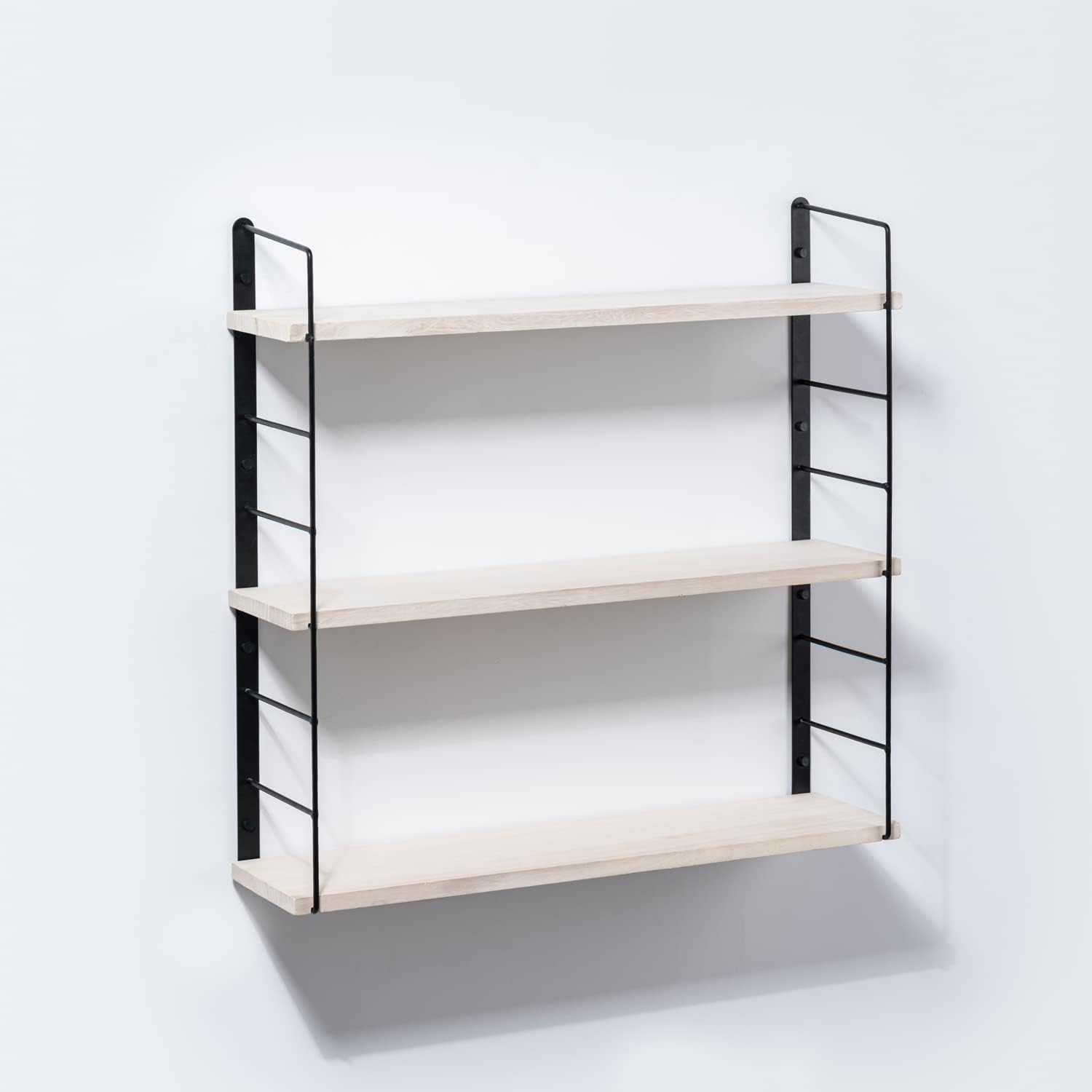 良木工房(YOSHIKI) 木製 ウォールシェルフ 壁を傷つけない 賃貸 壁掛け棚 3段 棚板 壁掛け 収納ラック 石膏ボード ウォールラック DIY 壁 棚 傷つけない 高さ調整可能 飾り棚 おしゃ