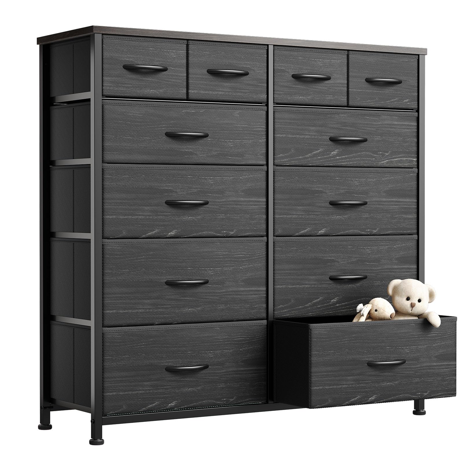YeTom タンス 収納チェスト リビング 収納 大容量 100*29.8*98.6cm 洋服タンス たんす 箪笥 衣類収納 引き出し付き おしゃれ 収納ケース 5段12杯 グレー