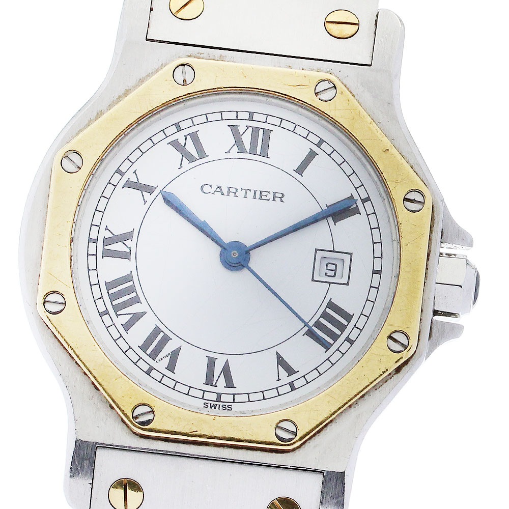 本体訳あり・ブレスジャンク カルティエ CARTIER サントスオクタゴンLM YGベゼル 自動巻き メンズ _884956【中古】