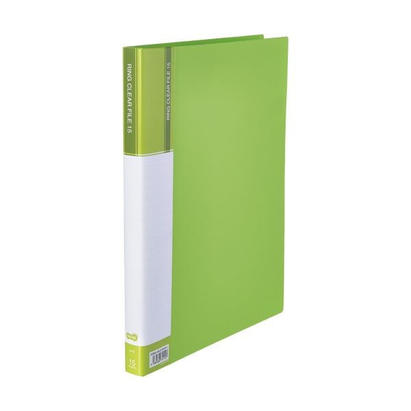 （まとめ）TANOSEEPPクリヤーファイル(差替式) A4タテ 30穴 15ポケット ライトグリーン 1冊 (×10セット)