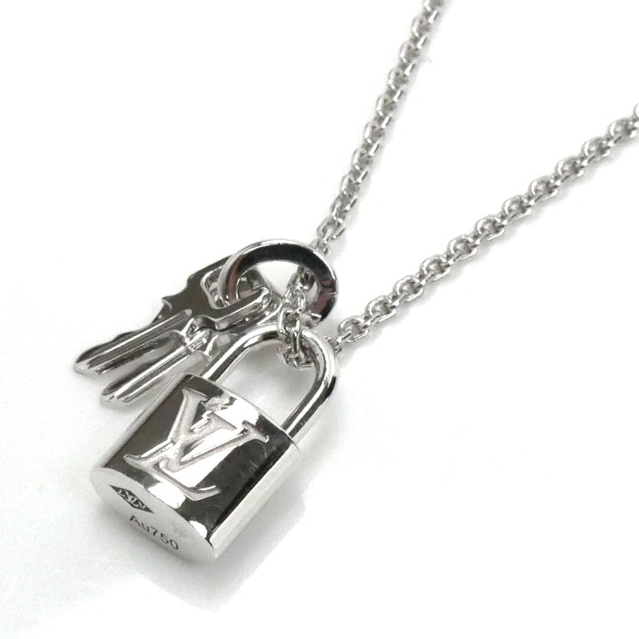 LOUIS VUITTON ルイ・ヴィトン K18WG ホワイトゴールド パンダンティフ ロックイット ネックレス Q93320 8.2g 50cm レディース 中古 美品