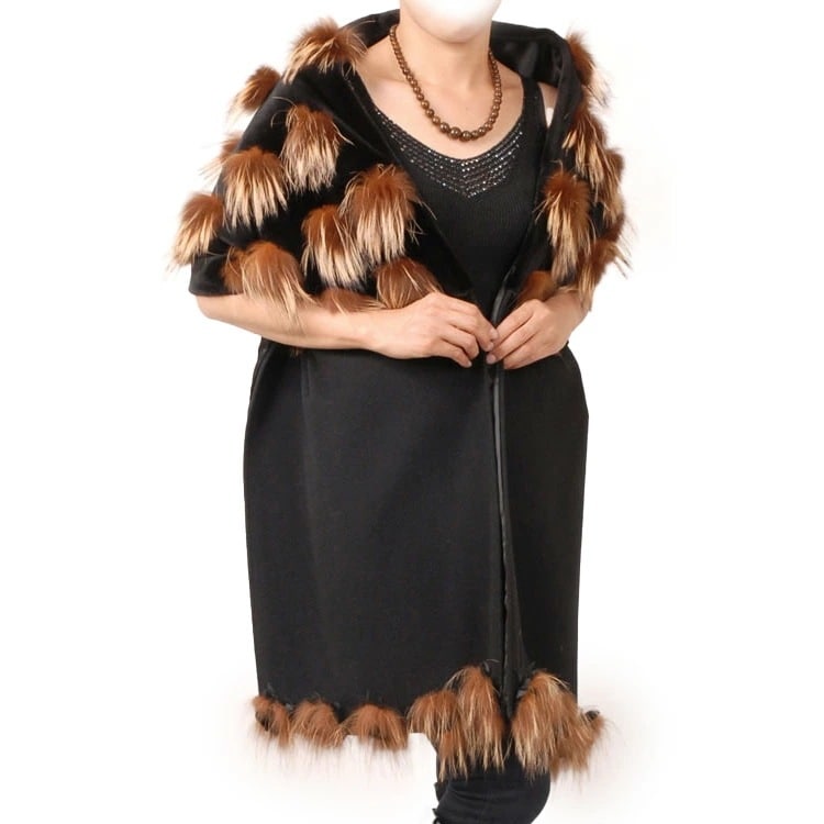 カシミヤウール＆シェアードミンク＆ダイドシルバーフォックスストール