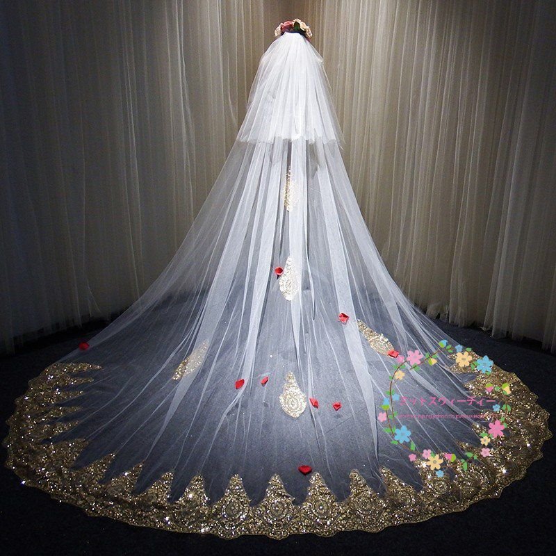 ウエディングベール オフホワイト ロングベール 安い コーム付き 結婚式用ベール ロングベール 二次