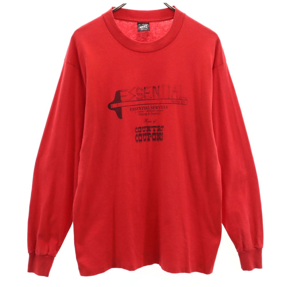 90s USA製 オールド 長袖 シングルステッチ Tシャツ L レッド BEST ロンT メンズ