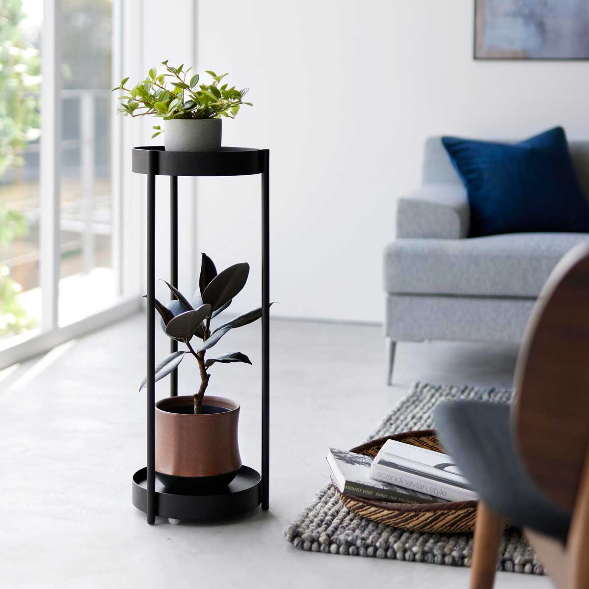 プランタースタンド 山崎実業 tower タワー キャスター付きプランタースタンド 2段 ブラック