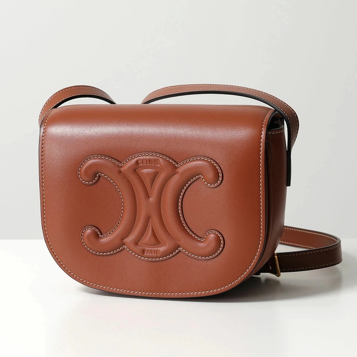 CELINE セリーヌ ショルダーバッグ Folco フォルコ 198263DU3.18CH レディース レザー キュイル トリオンフ クロスボディ ポシェット 鞄 Chestnut