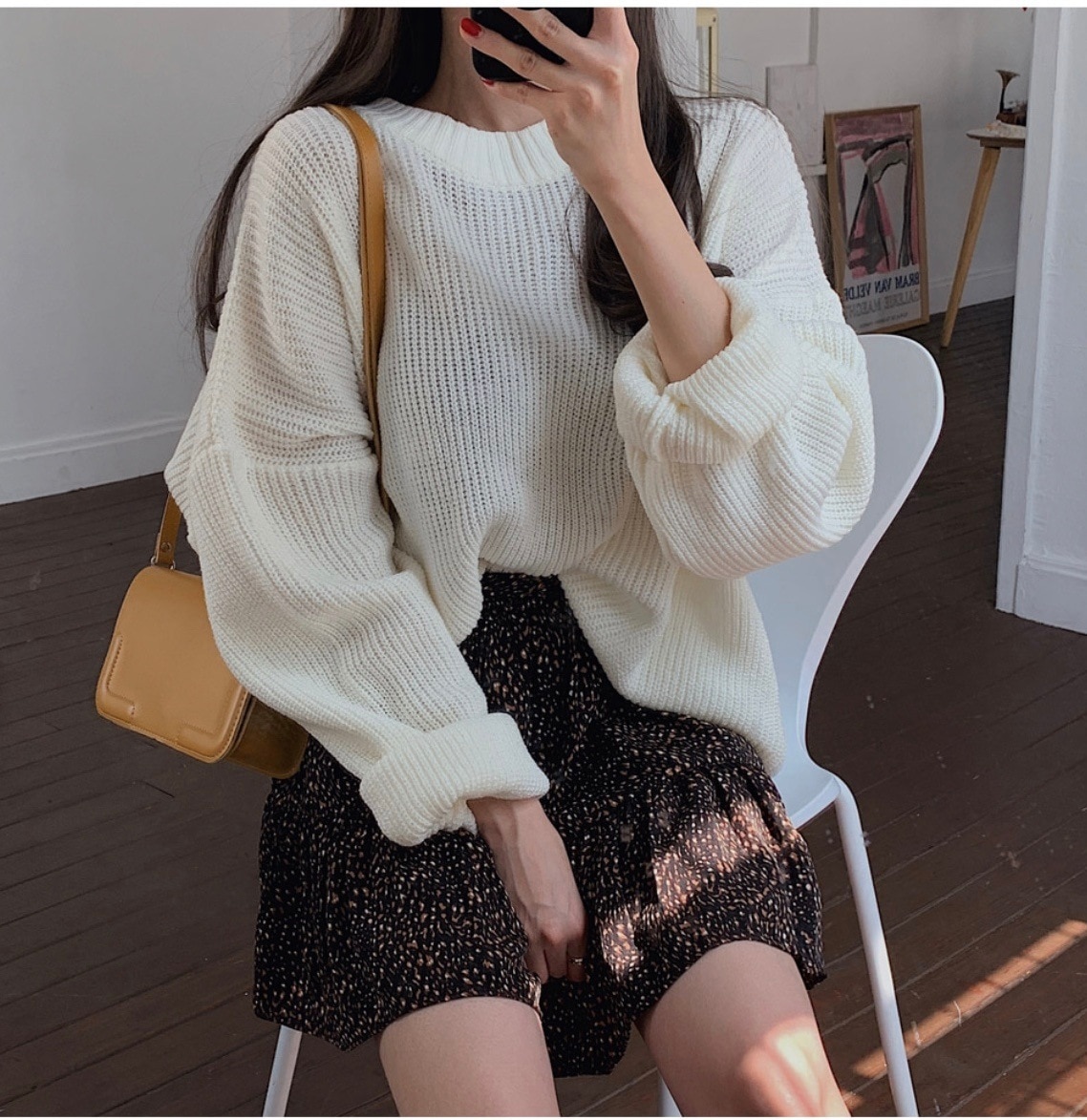 トップス セーター プルオーバー フレアワンピース ワンピドレス ミディアム丈 ミドル丈 袖あり 長袖 ボリューム袖 ラウンドネック ワイド ケーブルニット リブニット ニット かわいい きれいめ