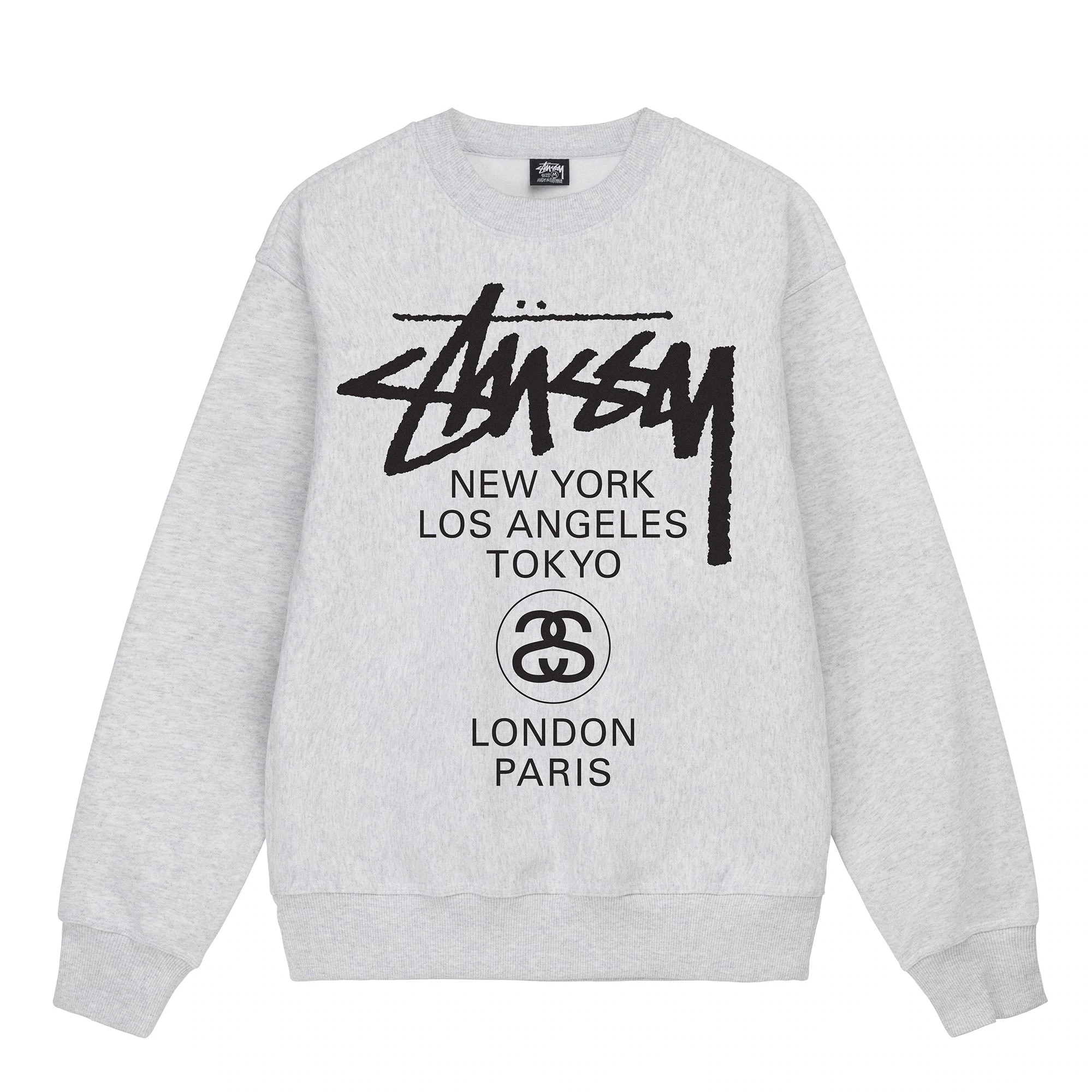 ステューシー STUSSY WORLD TOUR CREW 3913658 裏起毛 スウェット トレーナー 並行輸入品