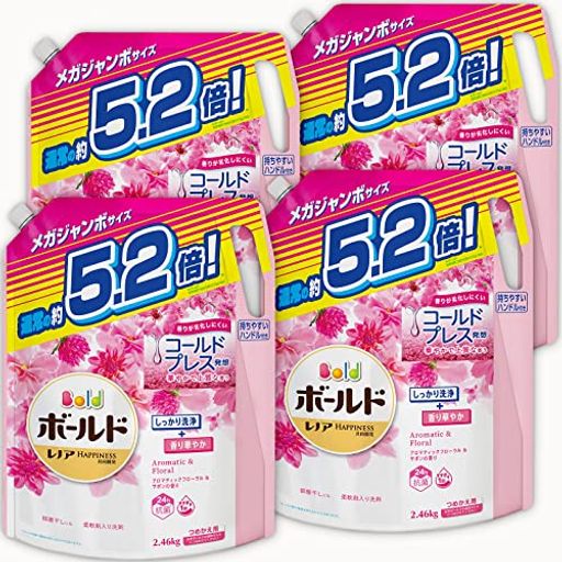 [ケース品] [大容量] 洗濯洗剤 液体 アロマティックフローラル&サボン 詰め替え 2,460G X4袋