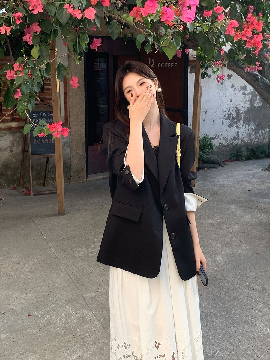 長袖スモールスーツジャケットゆったり万能レジャースーツの春の新気質韓国語バージョン