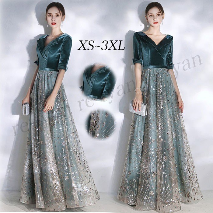 ドレス 演奏会用 ロングドレス 発表会 お呼ばれ 二次会 卒園式 フォーマル 着痩せ 大人 イブニン