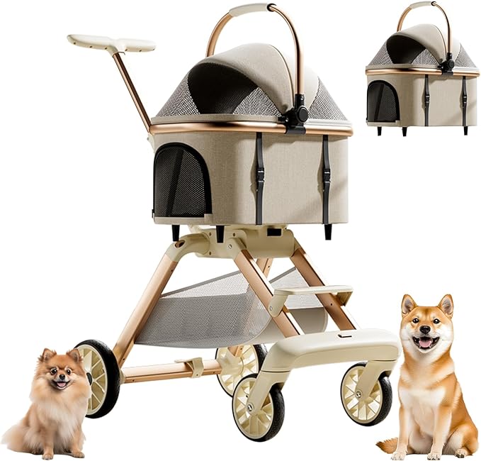 ペットカート 分離型 取り外し可能 4輪 犬 カート 多頭 小型犬 中型犬 耐荷重30KG 折りたたみ可能 ベビーカー ドッグ バギー 前輪360後輪ブレーキ付 コンパクト收纳 飛び出し防止