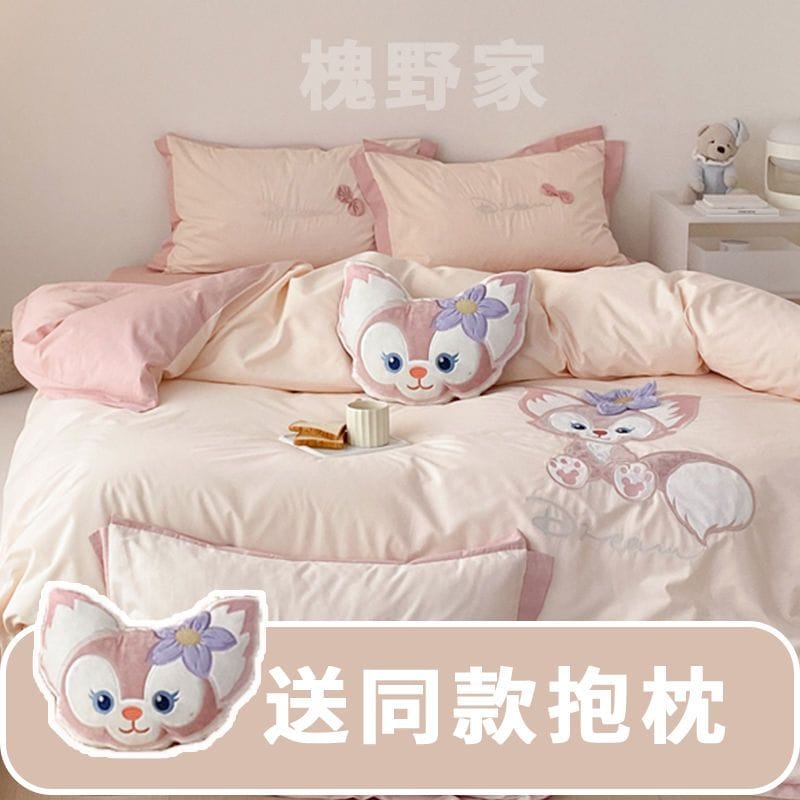 【時限価格】Ins漫画刺繍玲娜貝児全綿四点セット純綿布団シーツ笠三点セットプリンセス風ベッド用品4