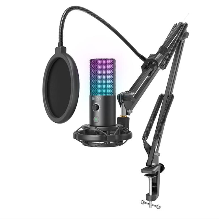 FIFINE T669 Pro RGB 高音質 USBマイク コンデンサーマイク 単一指向性 アームスタンドとショックマウント付き PC/PS4/PS5/Mac 6,980円