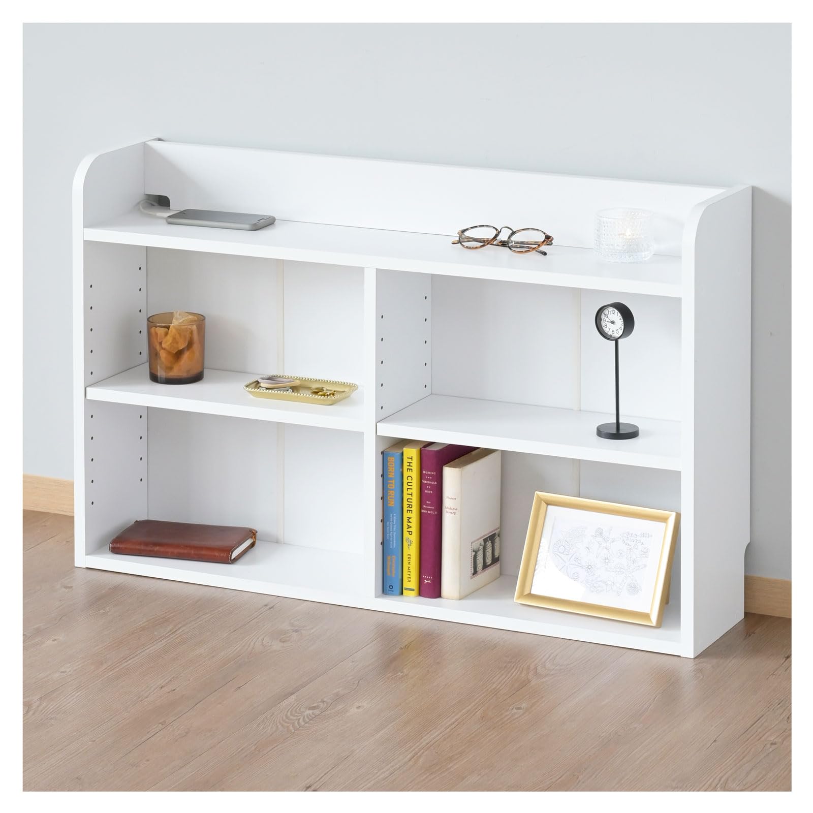 山善(YAMAZEN) ヘッドボード 後付け 棚板可動 本棚 スリム ラック 幅90×奥行20×高さ60cm ベッドサイド 棚 収納 一人暮らし 組立品 ホワイト BHSR-6090(WH)