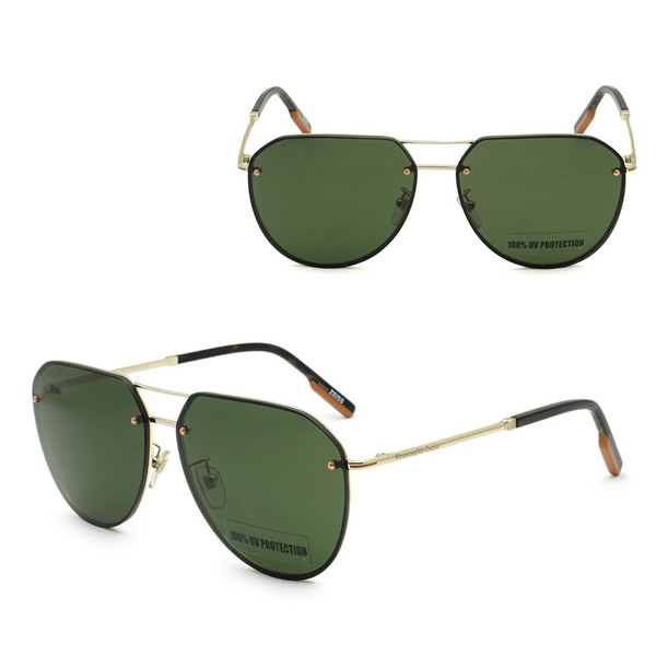サングラス EZ0179-D/S 32N 63 Ermenegildo Zegna サングラス ノーズパッド UVカット ゴールド グリーン
