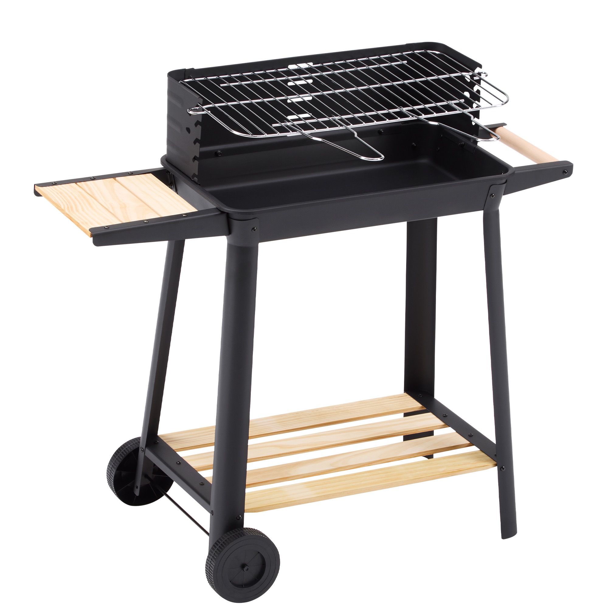 バーベキューコンロ BBQコンロ 焼き網 防風板 ハンドル ローストラック付き 棚板 タイヤ追加 移動楽々 バーベキュー BBQ アウトドア 屋外用 庭 キャンプ用