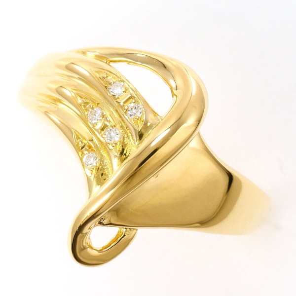 K18 18金 YG イエローゴールド リング 指輪 14号 ダイヤ 0.04 ジュエリー 中古